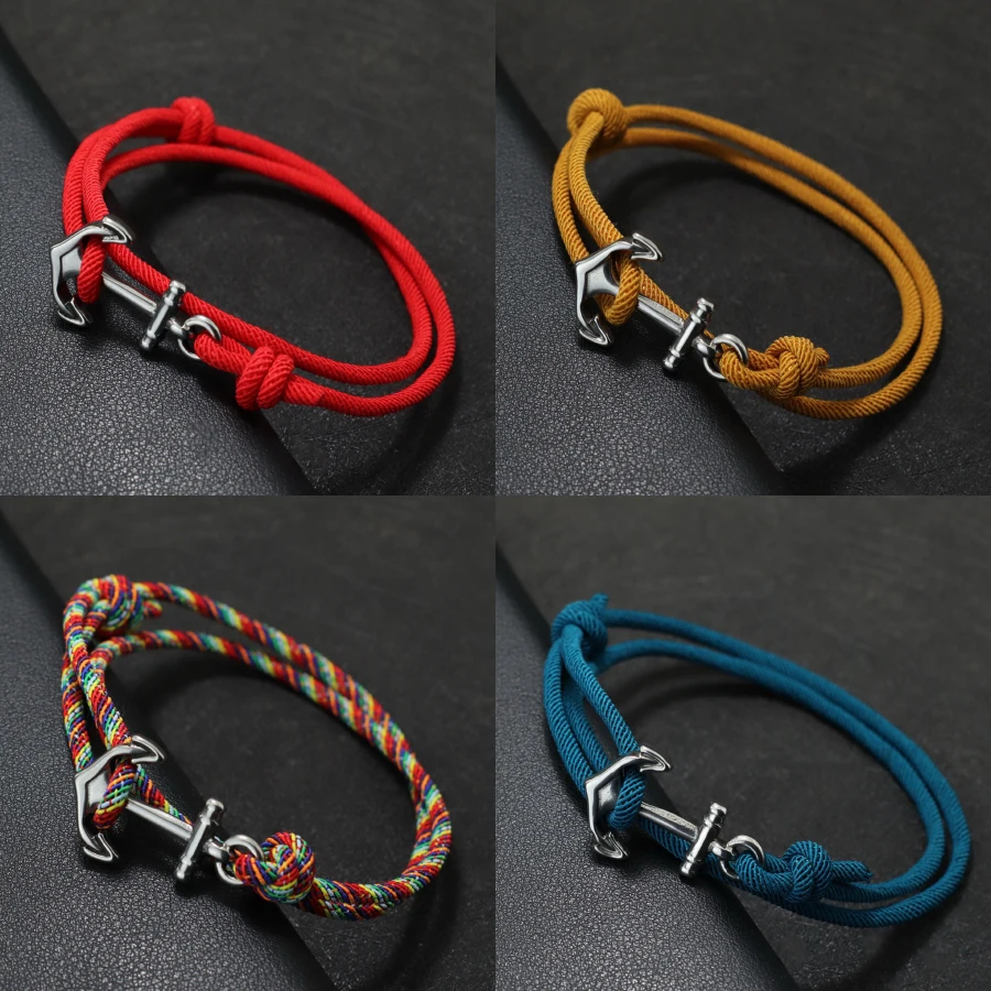 Men Anchor Nautical Adjustable Thin String Bracelet