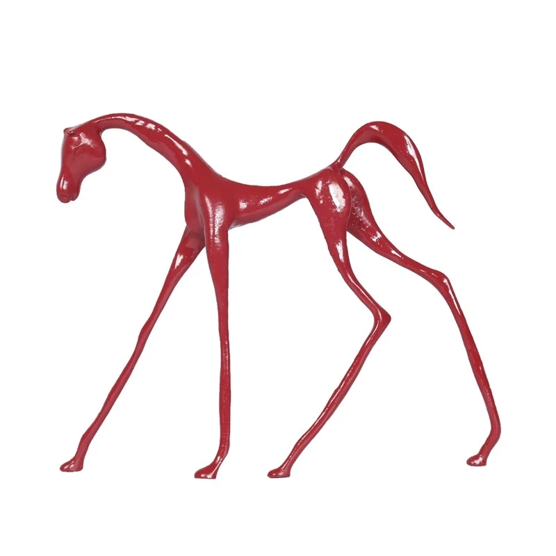 

New Chinese style simple and abstract little red horse decorations modern model room sales office living room porch decorations