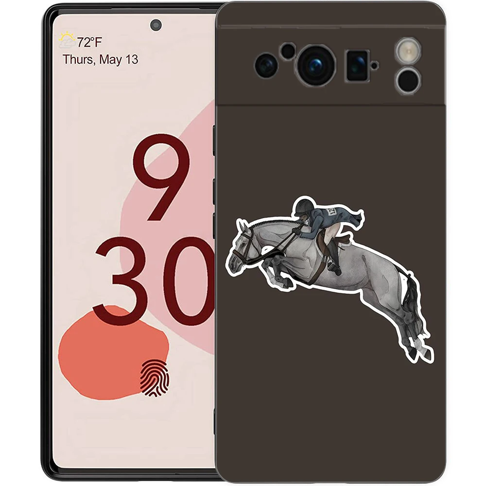 Luxury Equestrian Horse Black Soft TPU Phone Case