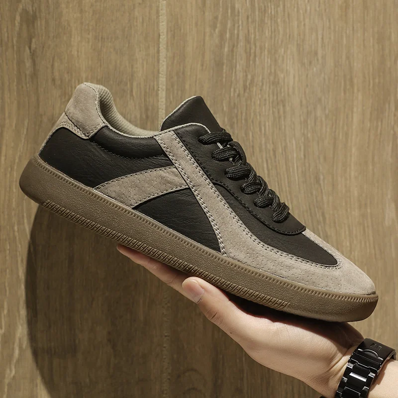 Minimalist Leather Men's Sneakers Lightweight Lace-Up Male Walking Shoes Versatile Tenis Masculino Outdoor Skateboard Footwear