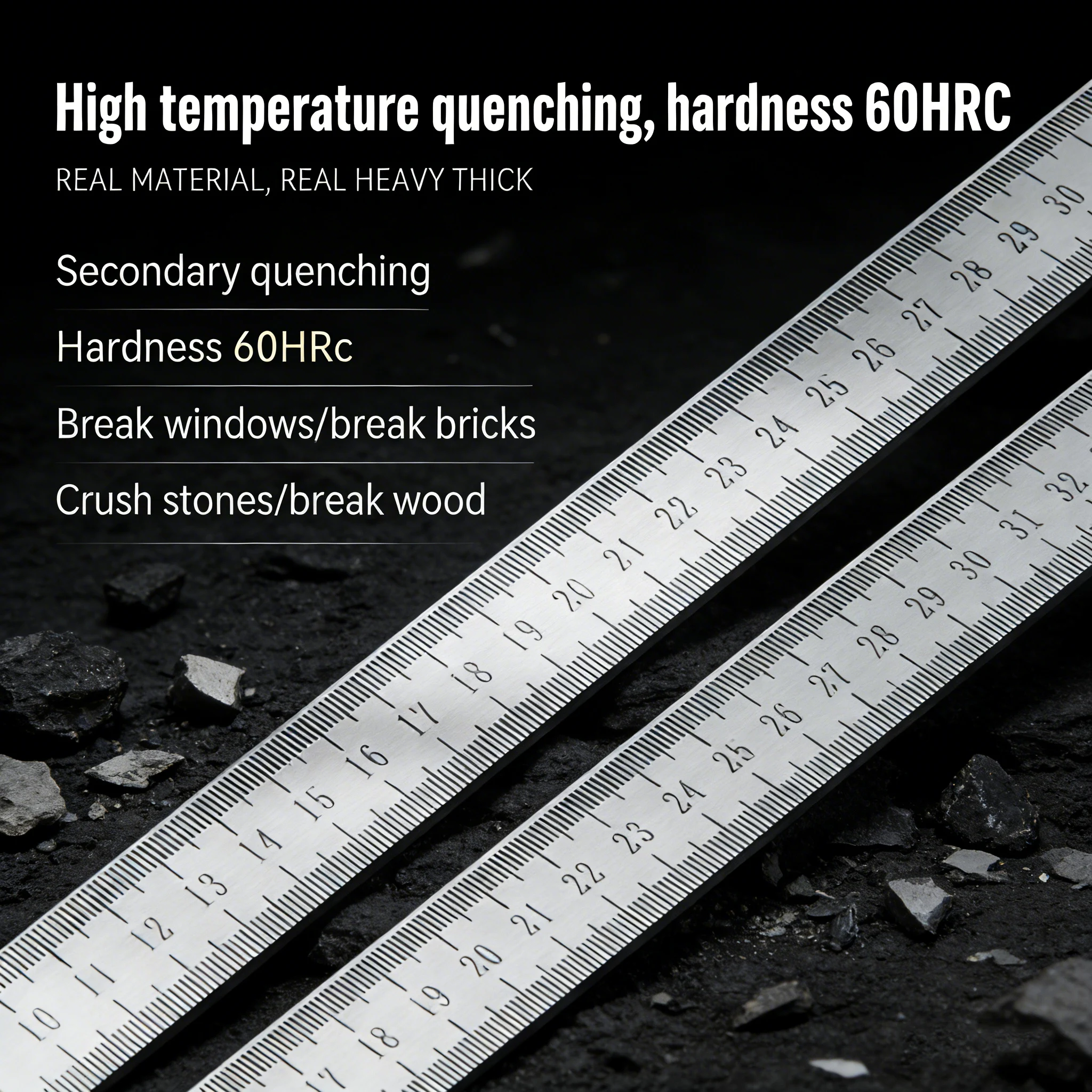 3mm 롱콴 퀀칭 스테인리스 스틸 자 - 두꺼운 측정 도구 및 다용도 자동차 안전 장치