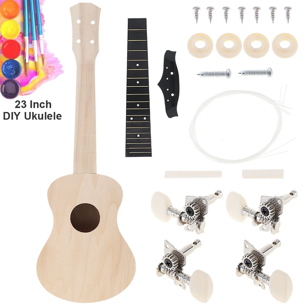 Ukulele Set DIY Crafts Kit 23 Inch Concert Hawaii Guitar for Handwork Painting Parents-Child Campaign