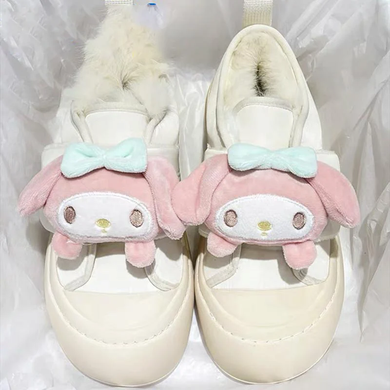 

Cartoon Anime Sanrio Shoes My Melody Kuromi Cute Bread Shoes Plush Versatile Thick Sole Kawaii Casual Shoes Girls Toys