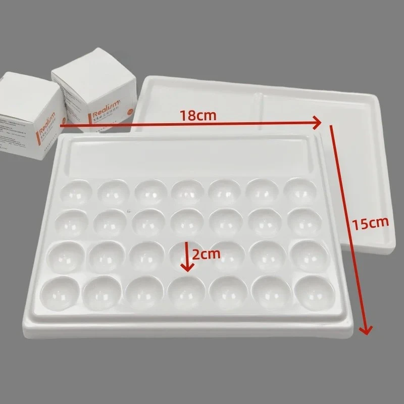 1Set 28 Slot Nachahmung Keramik Palette Dental Labor Ausrüstung Porzellan Mischen Bewässerung Feuchtigkeitsspendende Platte mit Abdeckung