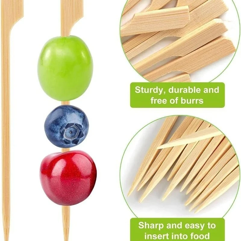 4.7in BBQ Party Bamboo Skewers Wooden Barbecue Skewers for Appetizers Natural Wood Sandwich Fruit Charcuterie Boards Accessories bamboo skewer