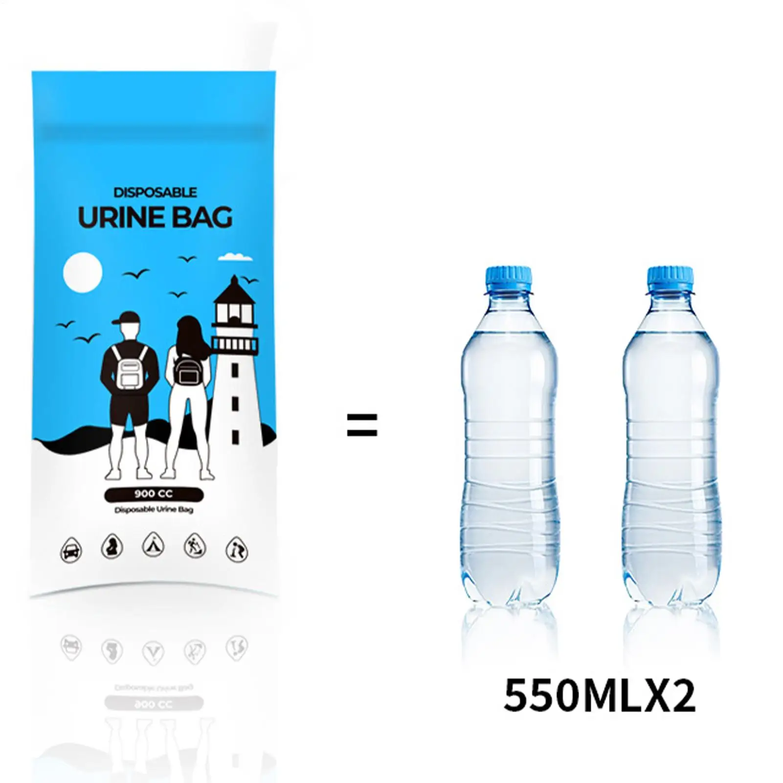 남성용 소변 주머니 누수 방지 900cc 소변 깔때기 휴대용 소변 주머니 남녀노소 캠핑 하이킹 배낭여행 자동차 여행용