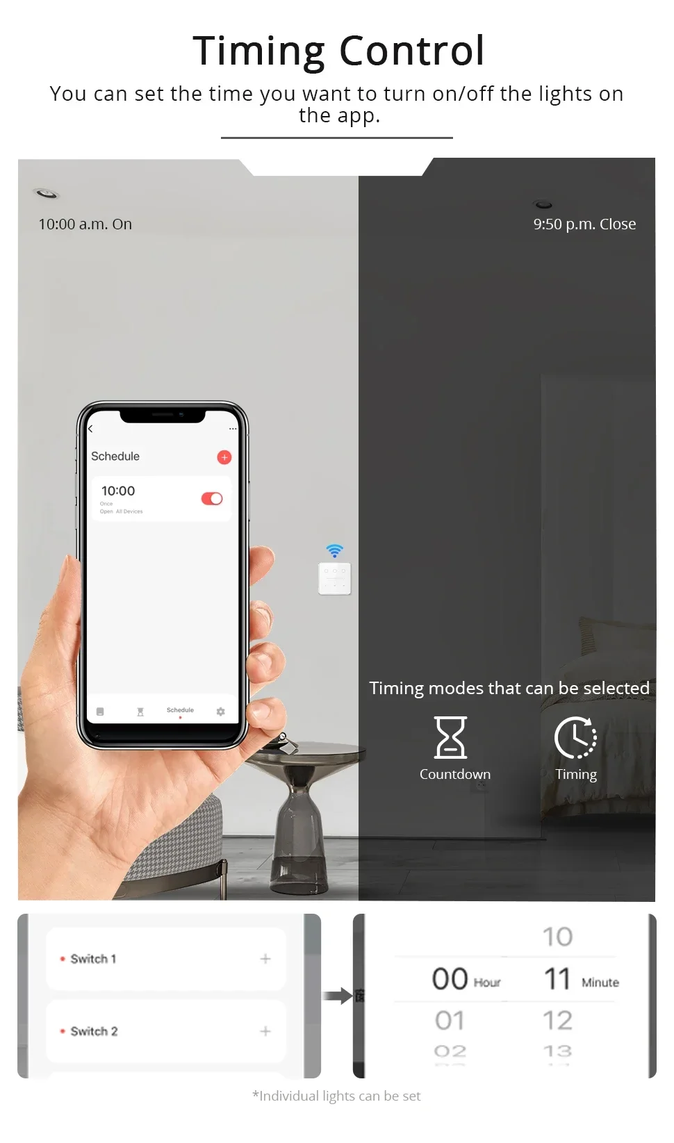 Zigbee Dimmer Switch 3 Gang Wall Light Switch Touch Panel Percentage Adjustment