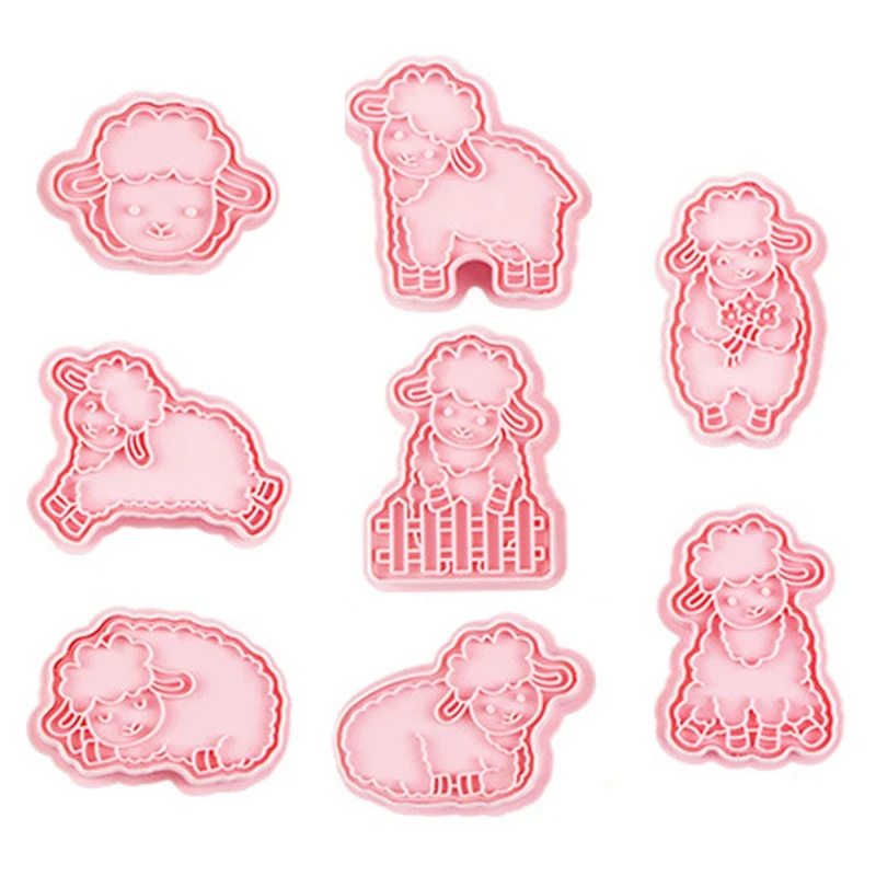 

8 Pieces Cookie Cutters Sheep Shaped Biscuit Mold Plastic Material
