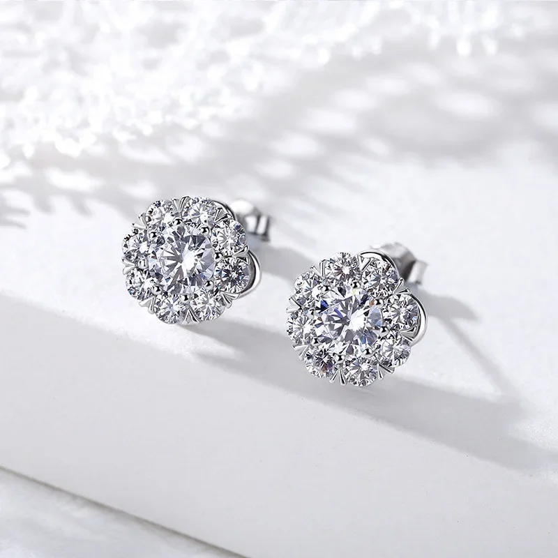 

Luxury Brand 925 Sterling Silver Wedding Earring for Women 1Carat Diamond Jewelry Bizuteria Silver 925 Jewelry Crystal Earrings