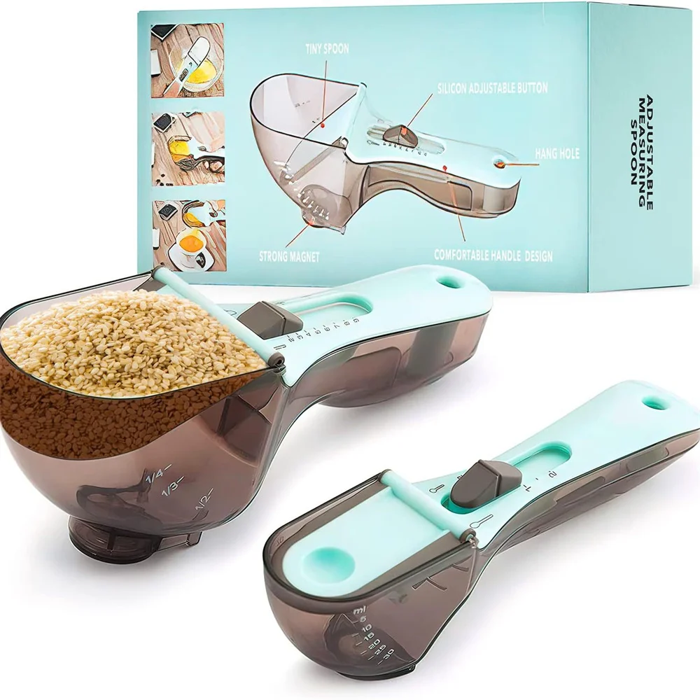 Adjustable Measuring Plastic Spoon with Scale for Baking and Cooking Accessories Kitchen Tools