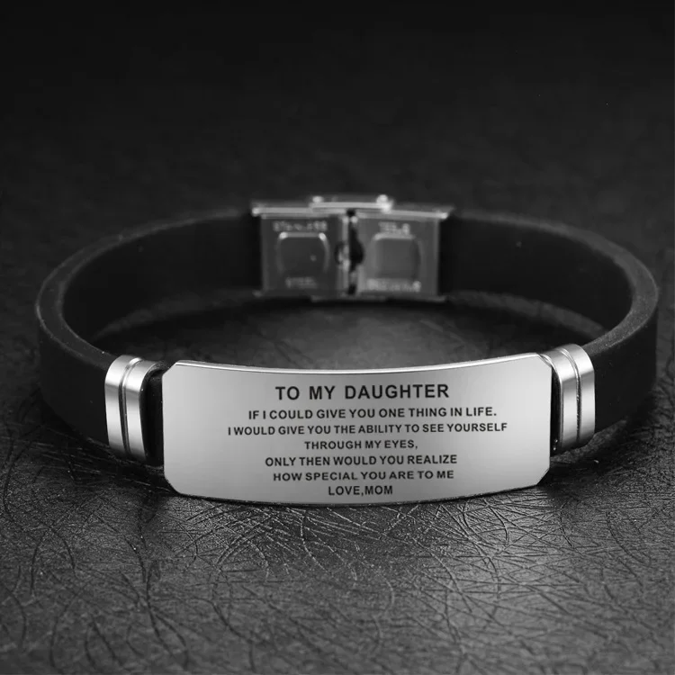 Women's Bracelets To My Daughter Loved More Then You Know Bracelet Fashion Birthday Gifts for  Silicone Bangles 4