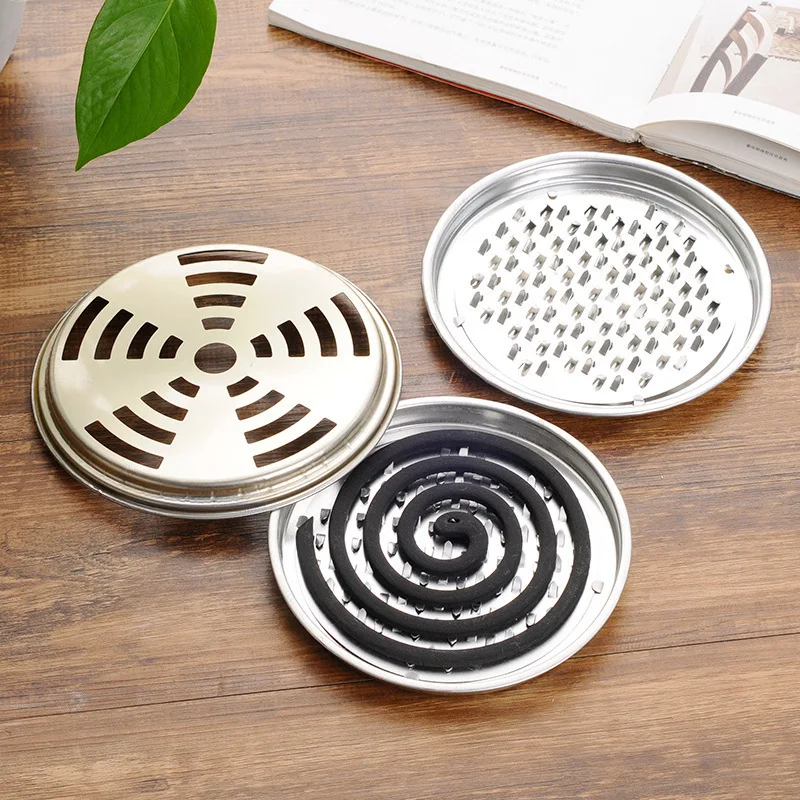 

Mosquito Coil Tray Portable Mosquito Coils Holder Large Hotel Metal Repellent Rack with Cover Summer Anti-mosquito Home Supplie