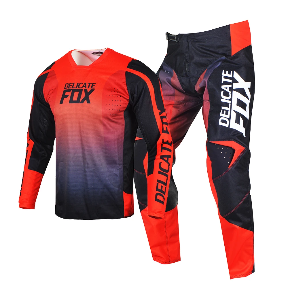 Motocross Gear Set Delicate Fox Race Jersey Pants MX Combo Moto Cross Enduro Outfit Mountain Bike Suit For Adult