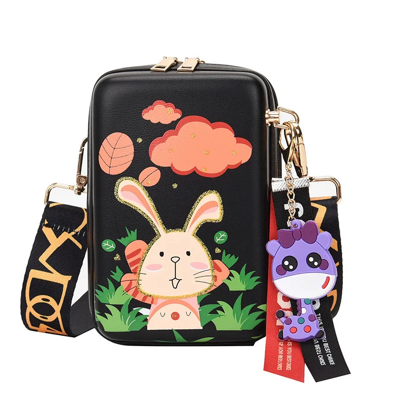 Children Lovely Rabbit Lion Shoulder Messenger Bag 2022 Summer New Women PU Small Square Bag