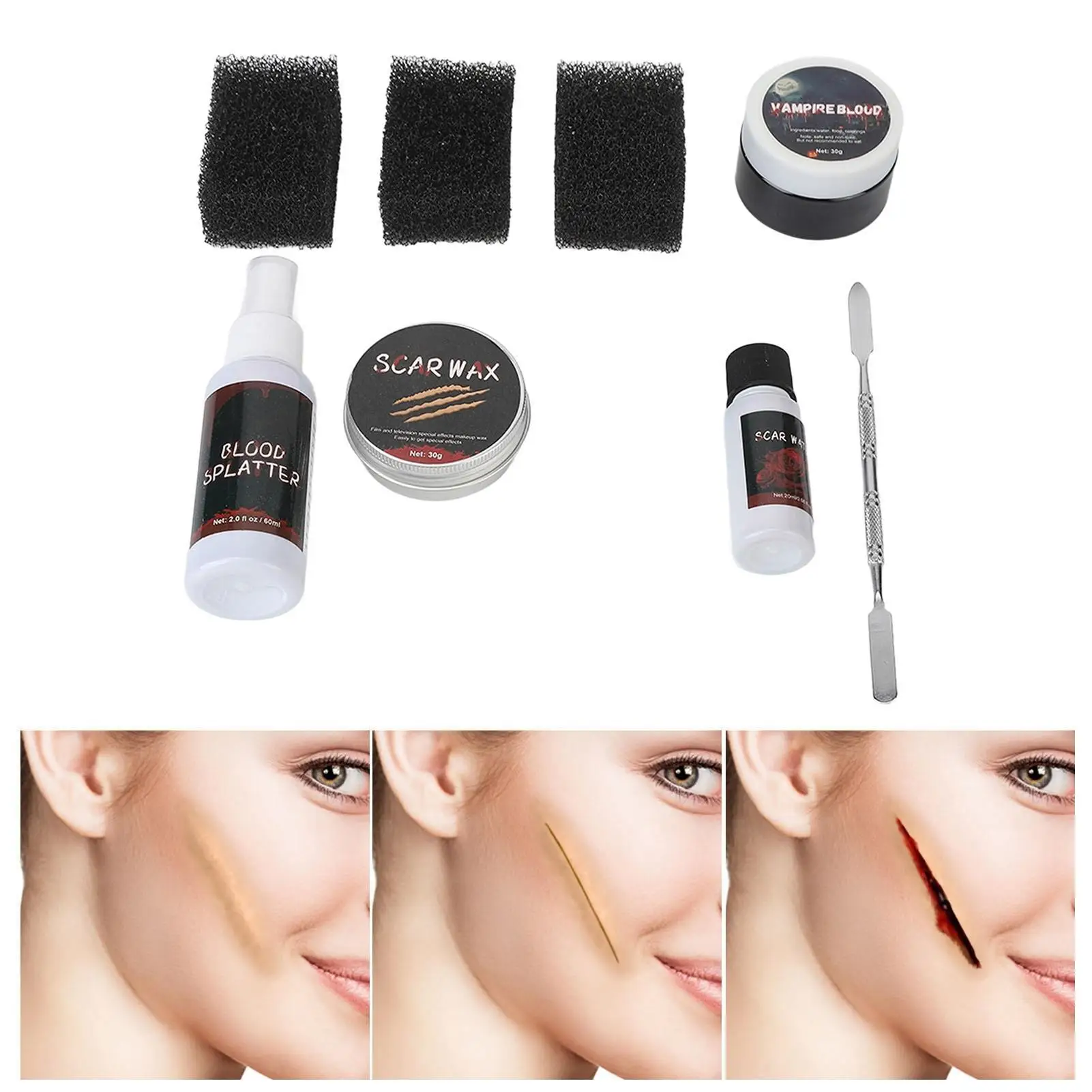 Long-Lasting Scars Wax Makeup Kit for Halloween-Easy Clean, Versatile Cosmetic Bag for Parties & Events