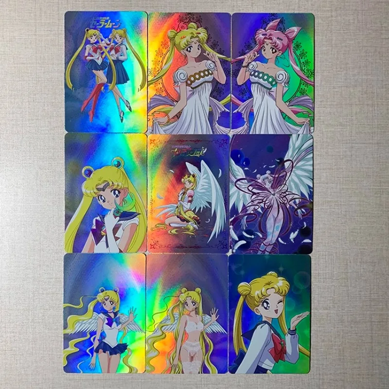 

Аниме женский свинцовый DIY Сейлор Мун Tsukino Usagi удаление одежды преломляющая радугу Марля Flash 9 листов Игра коллекционная карточка