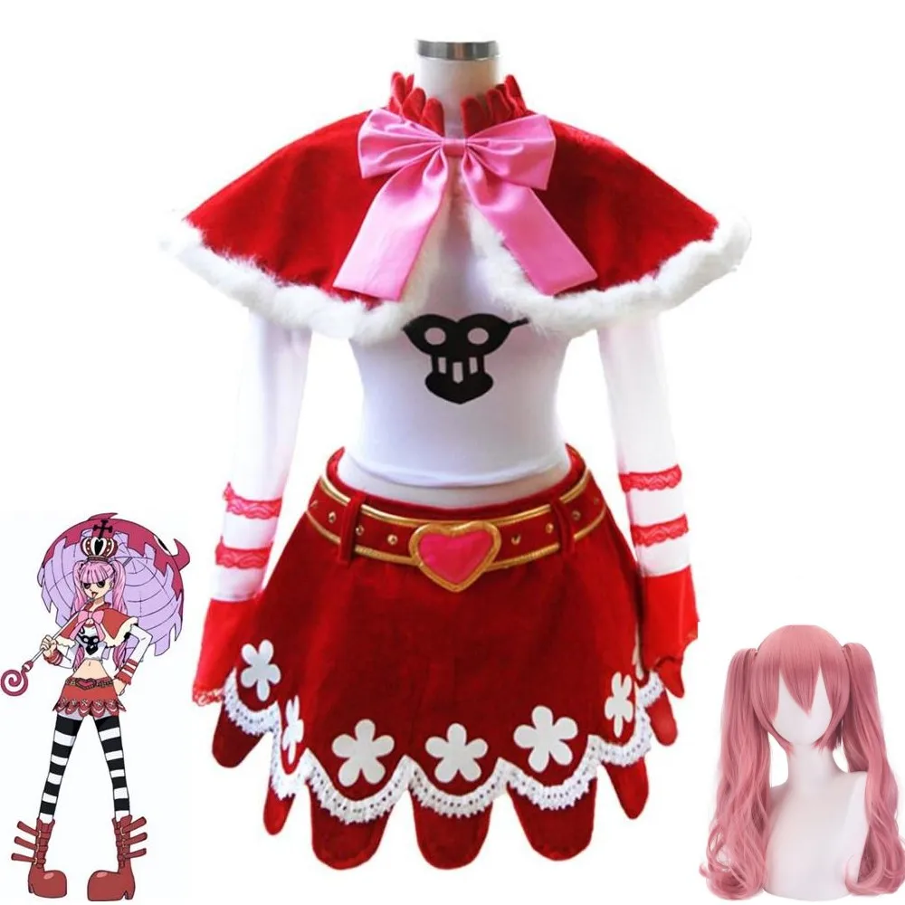

Anime Thriller Barque Perona Cosplay Costume Wig Soul Fruit Princess Mononoke Sexy Woman Shawl Skirt Halloween Red Uniform Suit