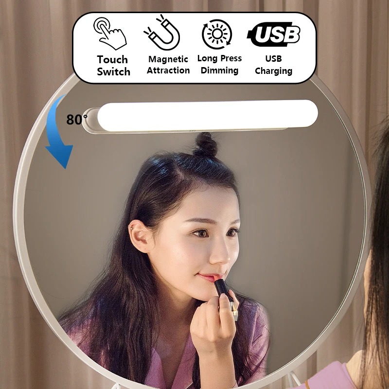 LED Makeup Lamp Light USB Eye Protection Rechargeable Portable Hanging Magnetic Lamp Touch Switch Mirror Light Selfie Light