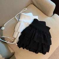 Sweet Puffy Cake Women Skirts Korean Fashion Ruched Ruffle Mini Skirt Campus Harajuku Casual Versatile Elastic Waist Solid Skirt - Image 5