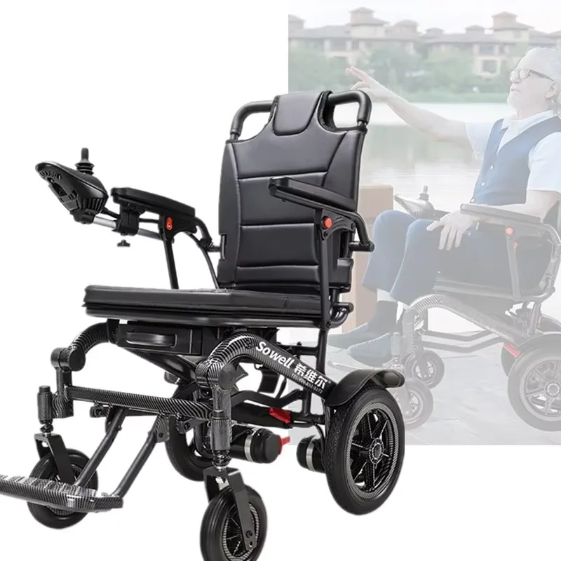Folding electric wheelchair aluminum lightweight fast lithium battery