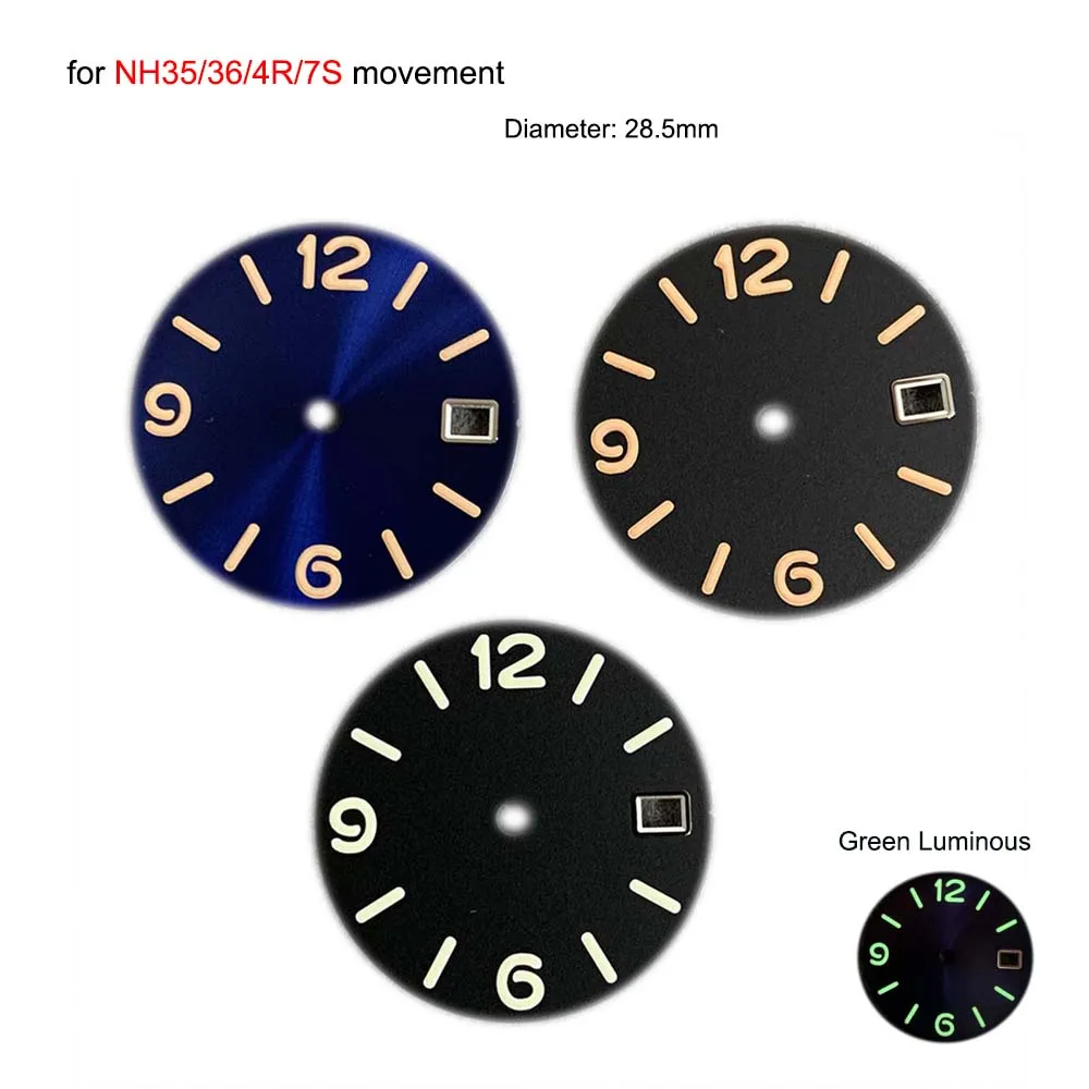 285MMGreenLuminousWatchDialforNH35NH364R7SMovementModified