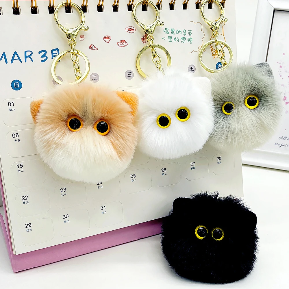 Plush Cat Keychain Cartoon Doll Toy Pendant Keyring For Women Girls Bag Ornament Car Key Chain Pendant