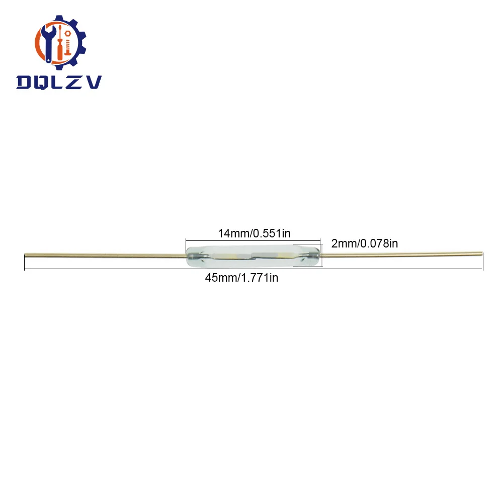 Magnetic Control Reed Switch - Green Glass Normally Open Contact, 2x14mm