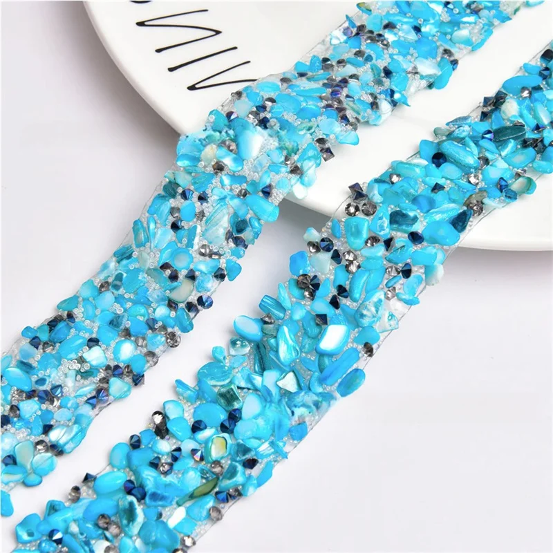 1 Yard Rhinestone Trim Crystal Motif Strass Hot Fix Rhinestone Tape Iron On Applique for DIY Dress Wedding Clothing Accessories