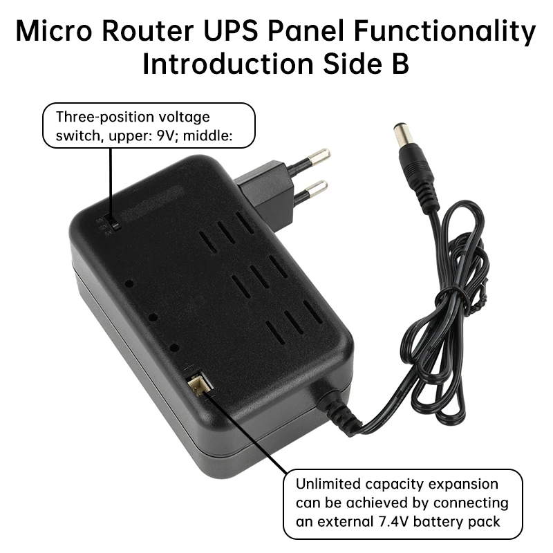 Shanqiu Gruppo di Continuità Mini UPS POE Gigabit per Router, Modem, Telecamera, Ingresso 100