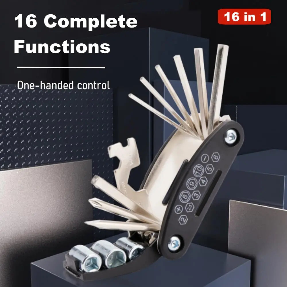 Bicycle 16 in 1 repair tool Portable Folding Multipurpose Wrench Bike Tire Repair Tool Repair Tools