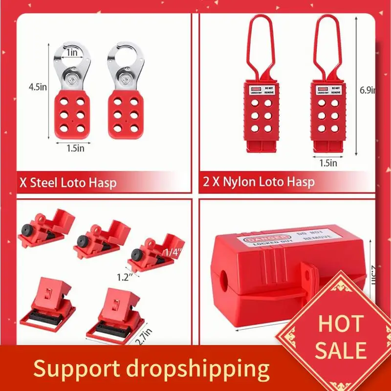 JOFUUM Lockout-Tagout-Kit – 55-teilig, Mit Vorhängeschlössern, Haspen, Tags, Schalterschlössern & Kabelbindern