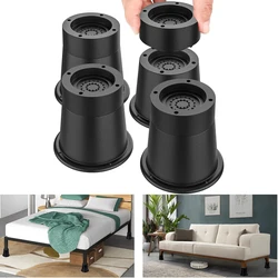 Heavy Duty Round Rubber Furniture Risers - Set of 4, Supports Up to 6000 lbs - 4pcs (Black)