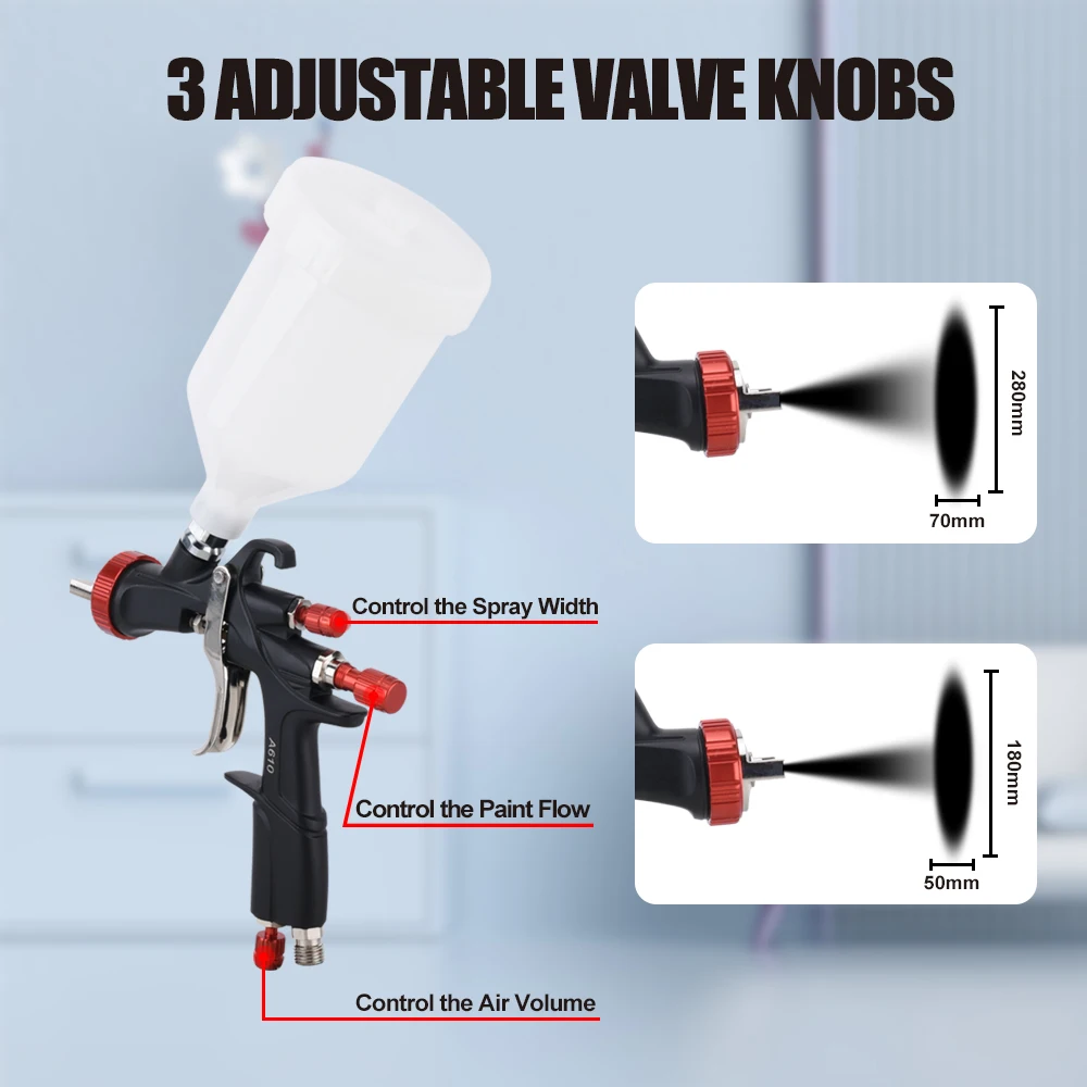 AEROPRO A610 LVLP 에어 스프레이 건 R500 자동차 페인팅 건 페인트 스프레이 건 키트 자동차 용 에어 브러시 1.3  1.4  1.5  1.7  2.0mm A610 스프레이 어