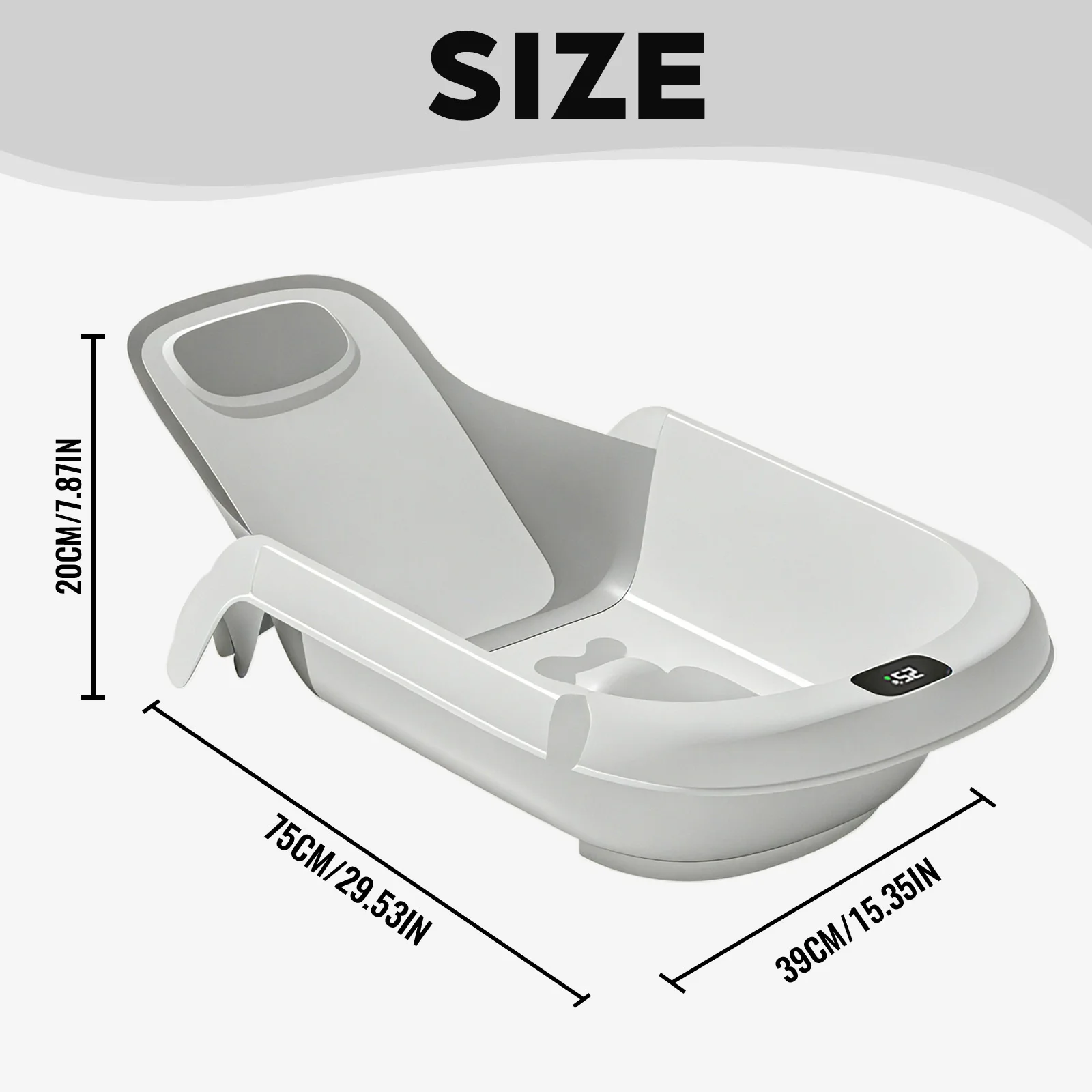 4-Stage Grow-with-Me Baby Bathtub with 25-Angle Spinal Protection Adjustment