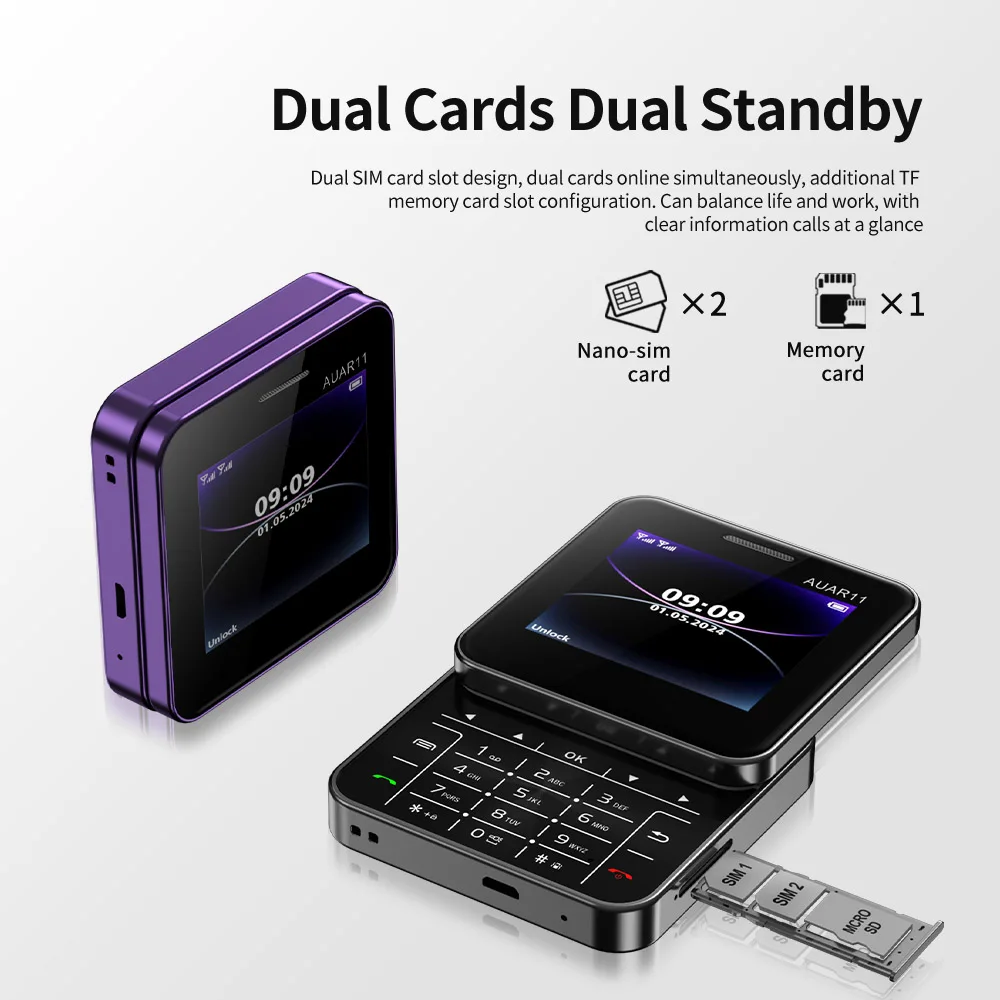 SERVO AUAR11 Mini Mobile Phone Rotating Screen Dual SIM Standby Blacklist Magic Voice Speed Dial FM Radio Side Slider Cellphones