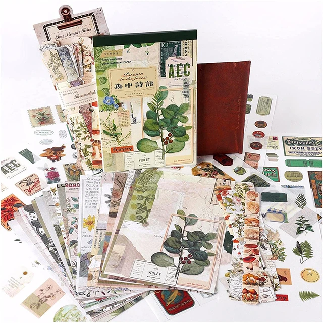 488Pcs Vintage Junk Journaling Scrapbooking Supplies Kit Retro Ephemera  Pack with Scrapbook Paper Botanical Stickers, Aesthetic