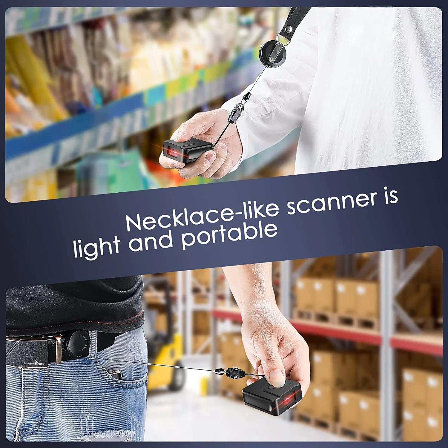 EVAWGIB 2D Bluetooth Barcode Scanner Wearable Glove Scanner 1D QR Wireless Bar Code Reader Finger code scanner