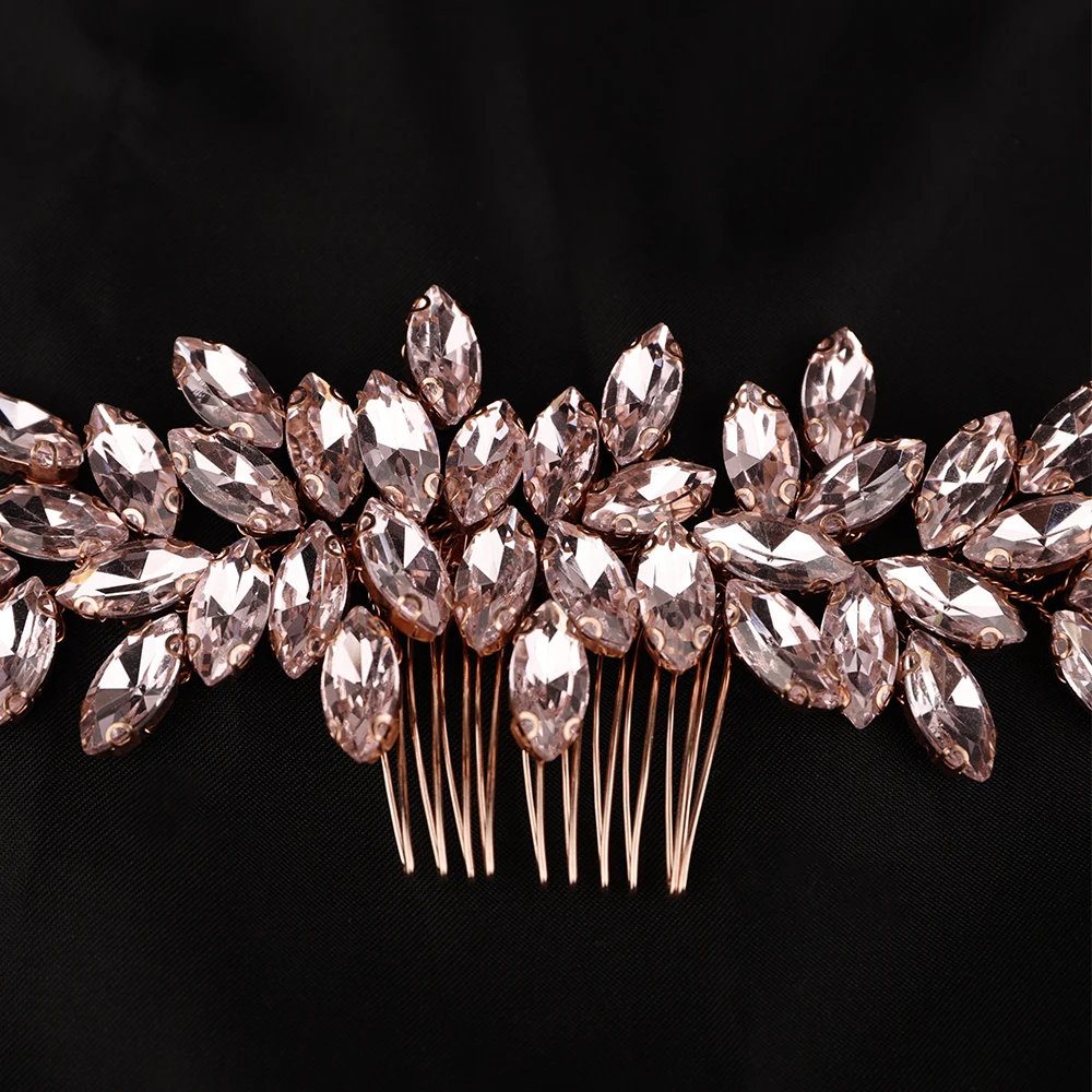 S265dc381fce64987aaade56ef81c9635w Fashion Rhinestone Hair Comb for Bridal Headpiece 9 Color Wedding Hair Accessories Women Handmade Tiara Headdress Party Headwear Mallzona