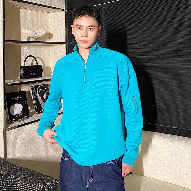 New Fashion Men's Comfortable Sweater Zipper Solid Color Long-sleeved  Stand-up Collar Sweatshirts - AliExpress