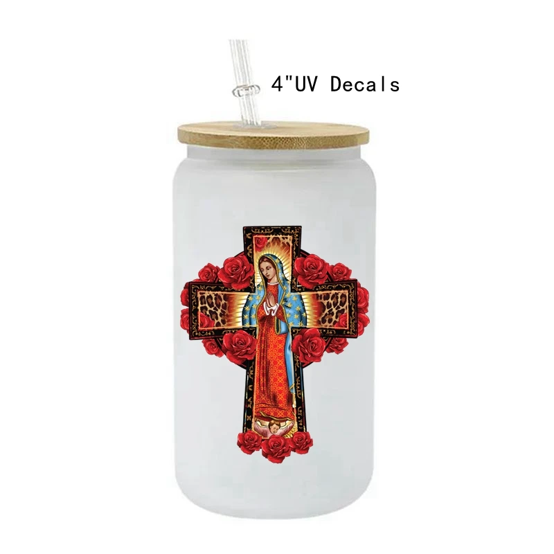 2PCS/lot New Religious Christian 3D UV Dtf Decals Transfer Sticker Love Like Jesus UV Decals for Cold Cup (not full wrap)