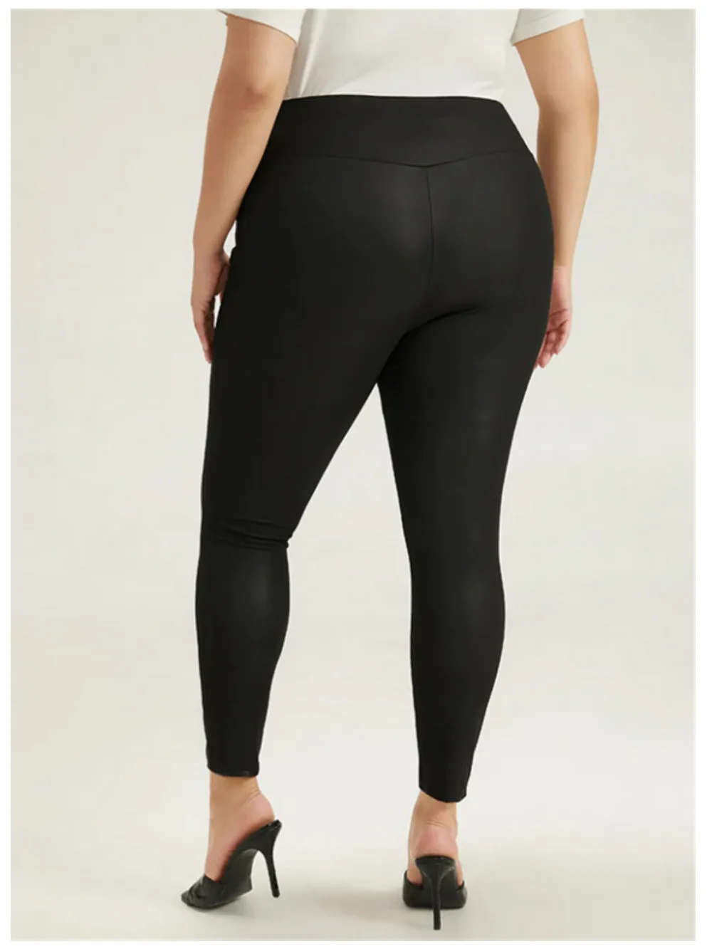 Curvy Plus Size Faux Leather Leggings Tummy Control Wideband Matte Pleather Leggin 2X 4X