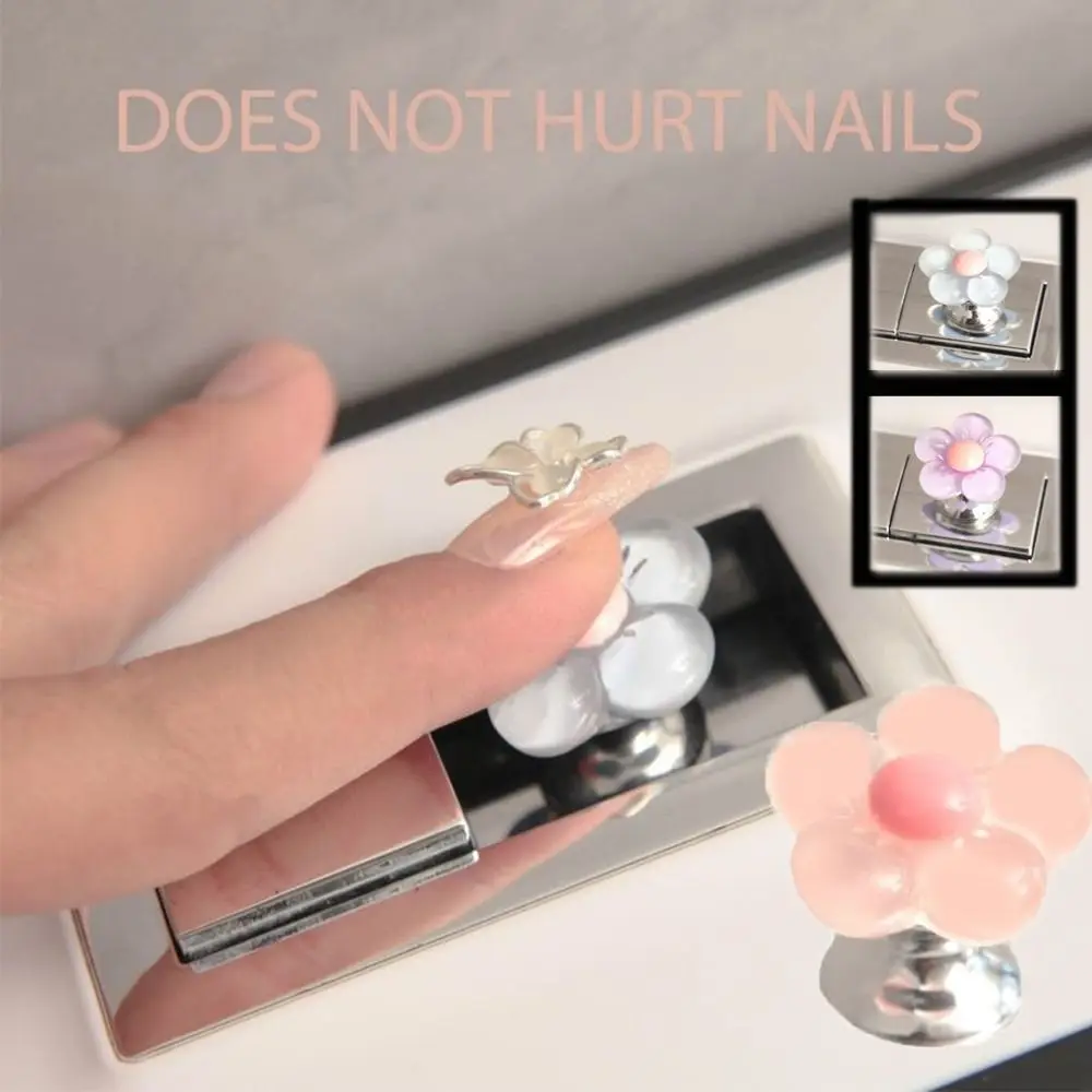 Toilet Flush Button Resin Flower Shaped Toilet Tank Button Fashion Universal Drawer Handle Labor-saving