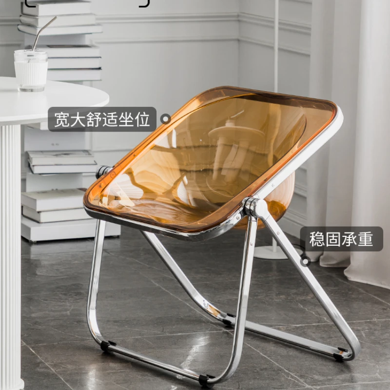 Beishi creative transparent folding stool net red ins portable dining stool Nordic simple home backrest acrylic  plastic chairs