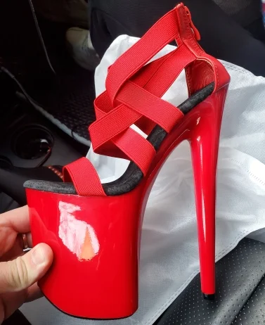 8 inch stretch buckled summer sandals, party club pole shoes, 20cm catwalk models, dancing shoes