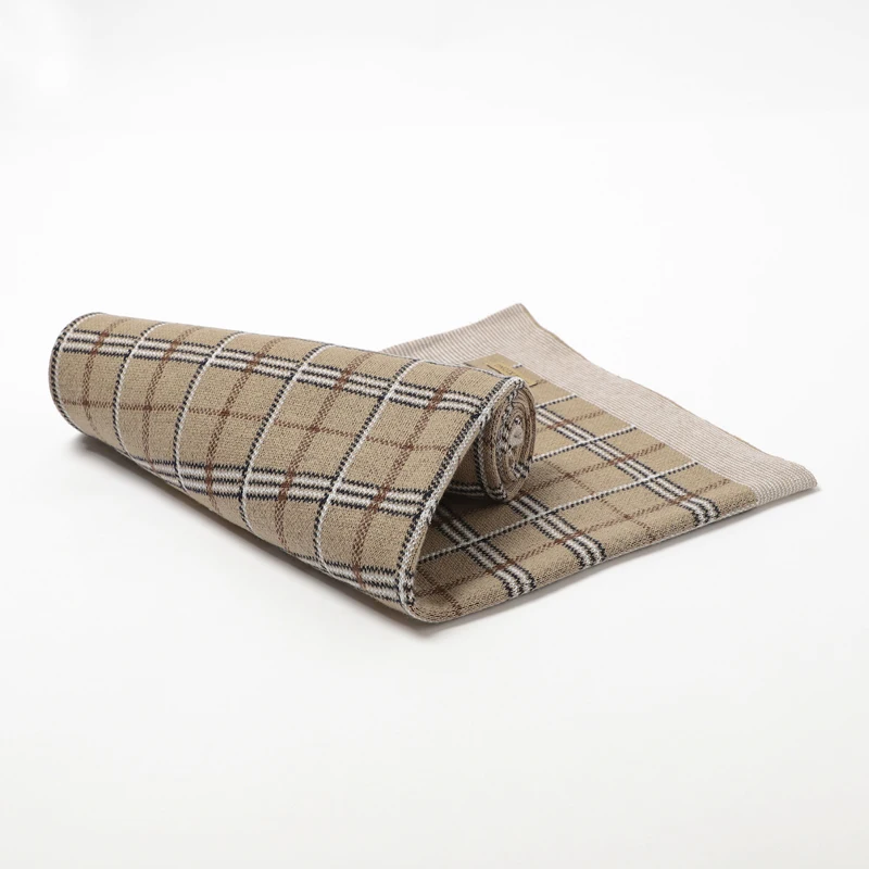 Baby Blankets Plaid Pattern Knitted Newborn Boy Girl Swaddle Wrap Cradle Quilts for Stroller Bed 100*80cm Toddler Receiving Mats