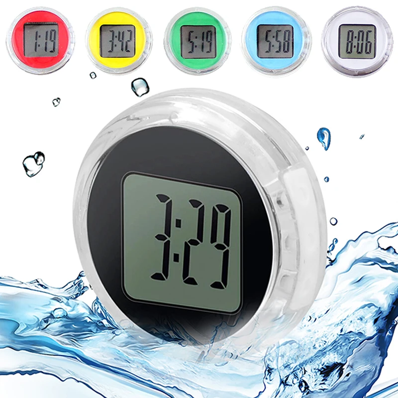 NewMiniWaterproofDigitalClocksforMotorcycleMulticolorMotorbikeHandlebarStickyRound