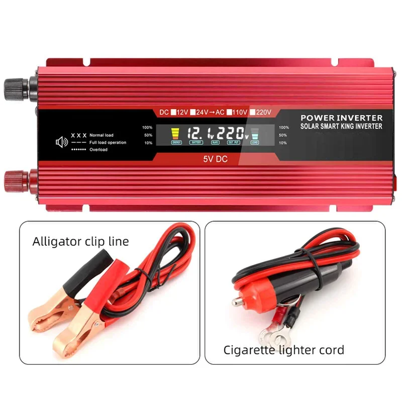 3000/4000/5000W DC 12V 24V to AC 220V Power inverter Modified Sine Wave LCD Display USB Car Transformer Convert Charge Converter