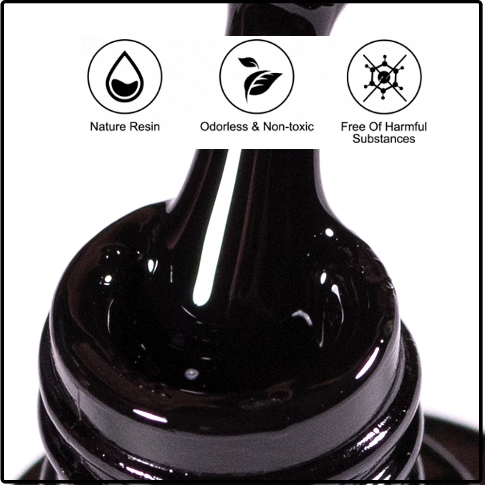 KODIES GEL Pure Black Gel Nail Polish 15ML Semi Permanent UV/LED Glitter Shimmer Manicure Esmalte Nail Gel Lacquer Soak Off Lak 2