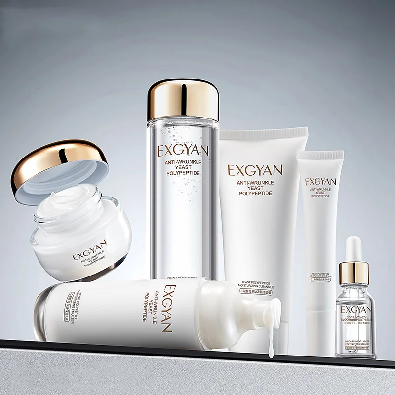 6PCS Repair Skin Care Set Face Cream Cleanser Toner Eye Cream Yeast Niacinamide Serum Moisturizing Brighten Oil Control