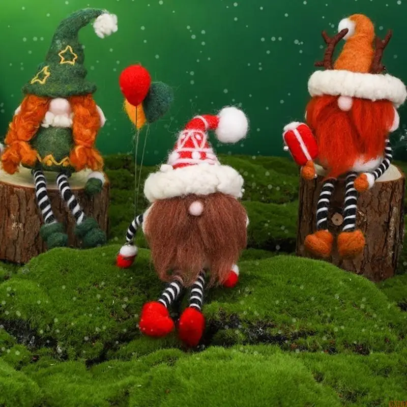 6XDD Needle Felting Kits Gnomes Felting Needle Set with Felt Tool Handmade Starter Kits for Woman Girls